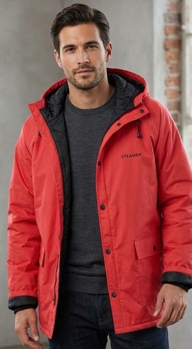 Stearns mens red hooded parka - stearns,