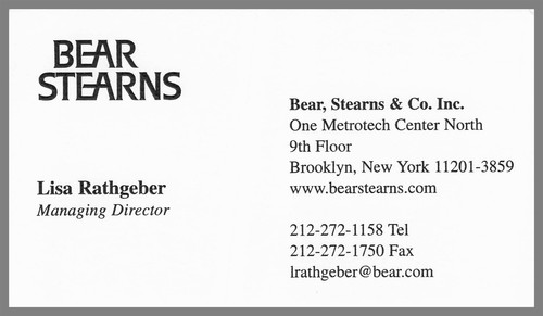 Bear stearns inc lisa - bear, &